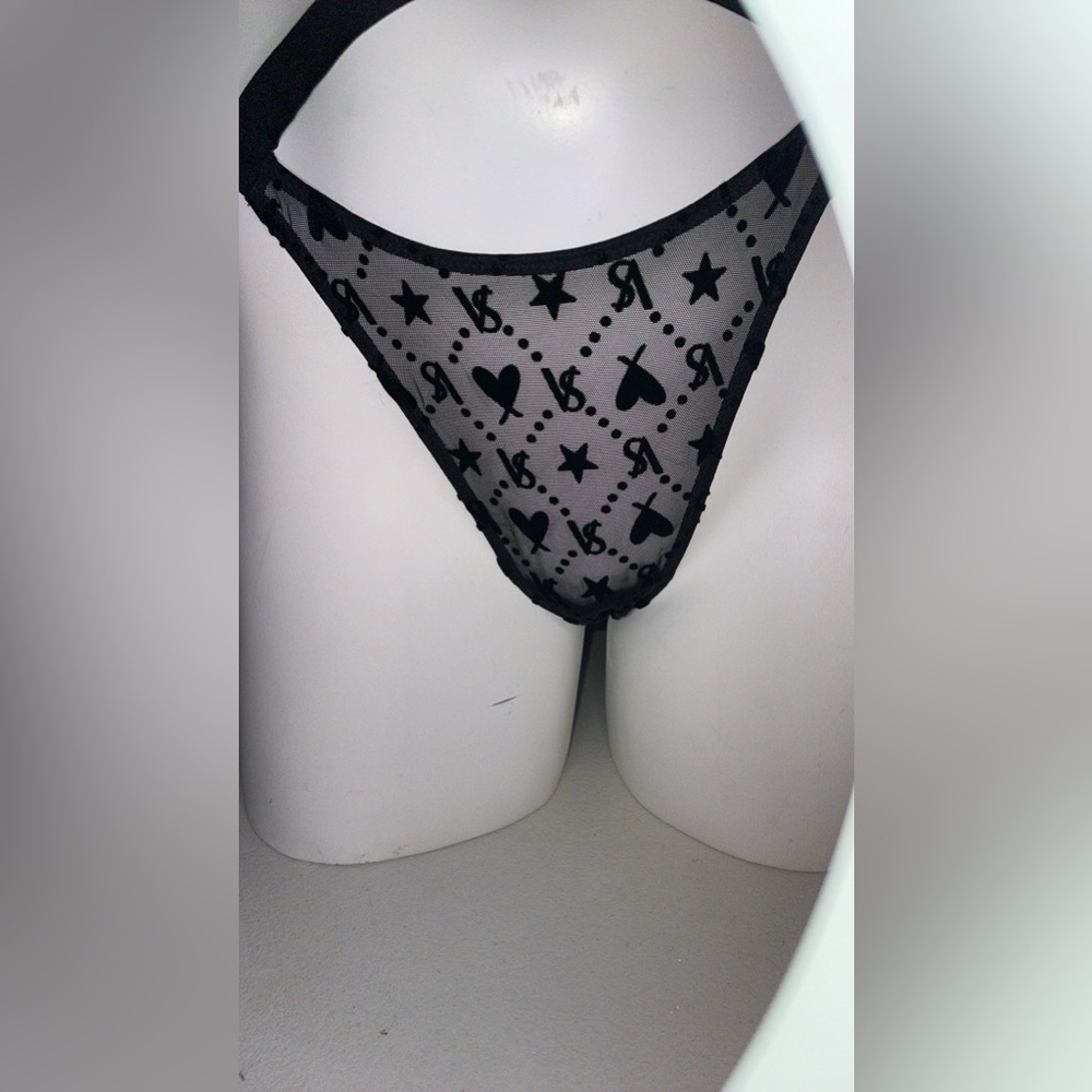 New with Tags Victoria’s Secret Panties VS Signature Print Panty Black Brazilian - Picture 3 of 11